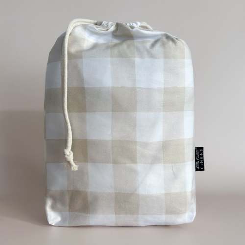 Cot Waterproof Sheet - Latte Gingham