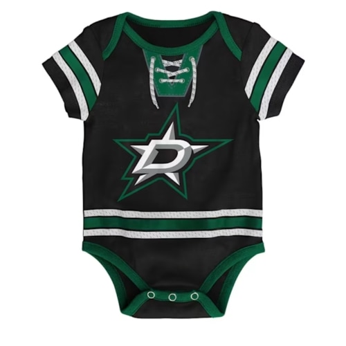 Dallas Stars Dallas Stars BLACK Baby Hockey Pro Blank One Piece
