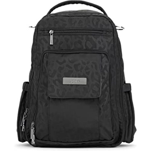 JuJuBe Diaper Bag, Travel Backpack with Portable Changing Pad, Stroller Hooks & Pockets for Baby Bottles, Diapers, Pacifier, Wipes, Snacks, & Daily Essentials, Mommy Carrier, Be Right Back - Black