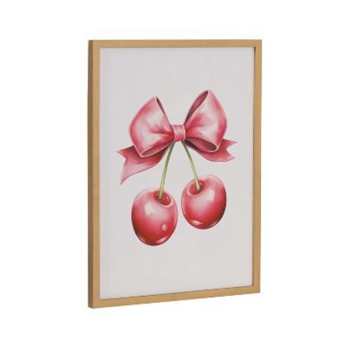 Kate & Laurel All Things Decor 12"x16" Gallery Coquette Preppy Girly Red Pink Bow Cherries Print by The Creative Bunch Studio Gold
