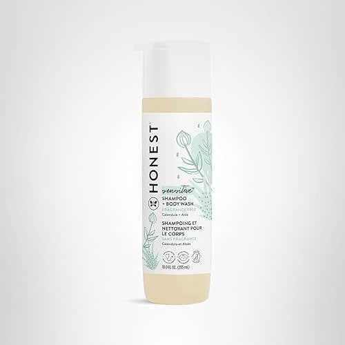 The Honest Company 2-in-1 Cleansing Shampoo + Body Wash for Sensitive Skin | Gentle for Baby | Naturally Derived, Tear-free, Hypoallergenic | Fragrance Free, 10 fl oz