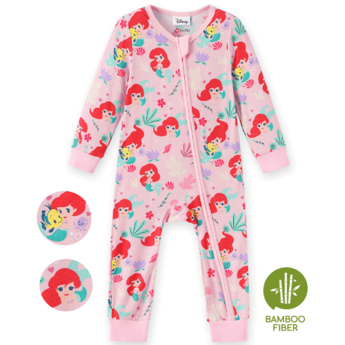 Disney Princess Ariel Baby Girl Romper Jumpsuits Bamboo Viscose Zip Graphic Mermaid One Piece Shower Gift Newborn3-6 Months