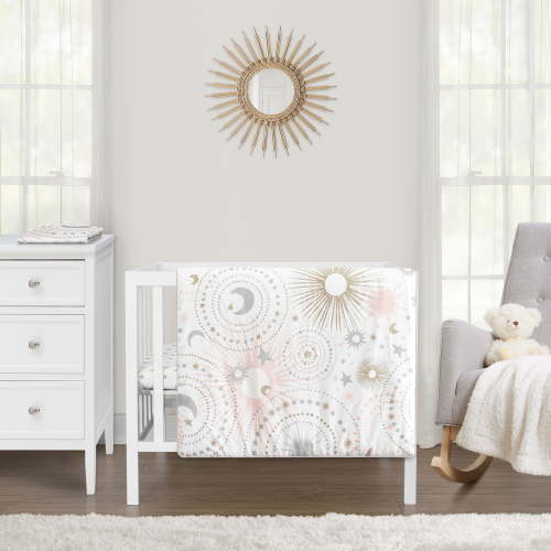 Sweet Jojo Designs Celestial Pink and Gold 3 Piece Mini Crib Bedding Set