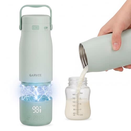 Portable Bottle Warmer for Travel - 17oz Baby Milk Warmer with 1°F Precise Temp Control & LED Display, Breast Milk Warmer with 316 Stainless Steel, Dishwasher Safe & USB-C Rechargeable