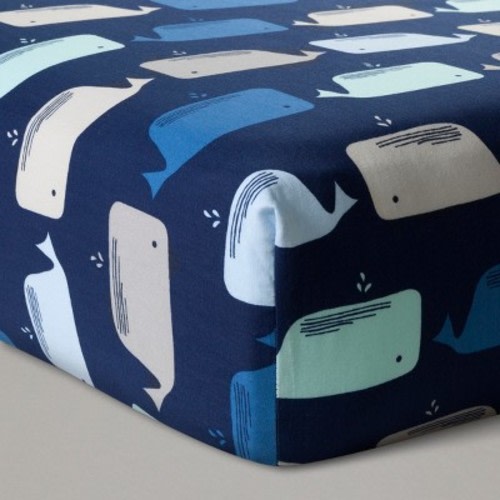Fitted Crib Sheet Whales -Navy- Cloud Island™