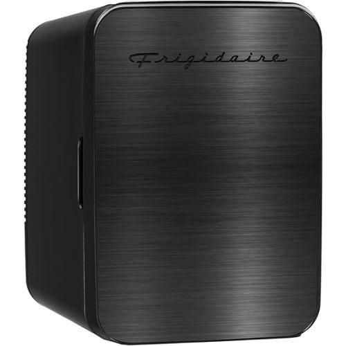 FRIGIDAIRE Portable 10L Mini Fridge Brushed Black Stainless Rugged Refrigerator, EFMIS183BLKSS (Renewed)