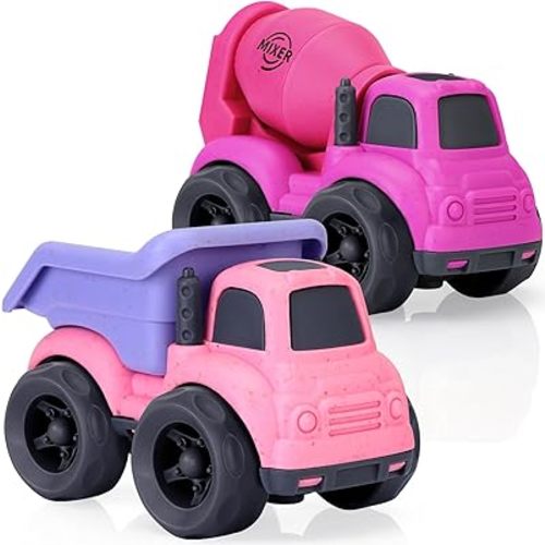 Toddler Toys for 2 Year Old Girl, Dump Truck Toys and Mixer Cement, BPA Free, Phthalates Free, PVC, Outdoor Toys for Toddlers 2-3, Ideal Toy Cars for 2 3 4 Year Old Girls Christmas Birthday Gift