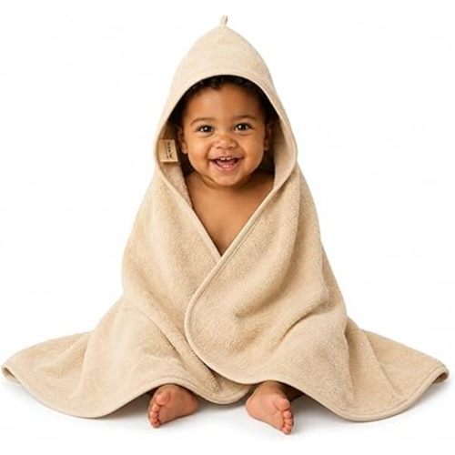 Hooded Baby Towels – 100% Organic Cotton Baby Bath Towels – Baby Boy and Girl Newborn Essentials - Super-Soft and Absorbent. (Fog)
