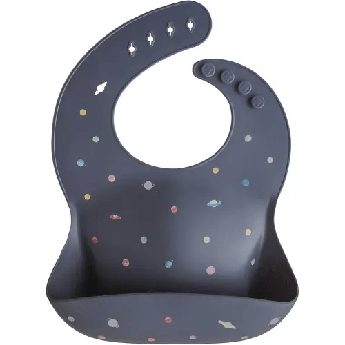mushie Silicone Baby Bib | Adjustable Fit Waterproof Bibs (Planets)