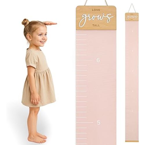 Beautiful Growth Chart for Wall - Cute Height Chart to Easily Track Your Kids' Growth and Milestones - Essential Baby and Toddler Playroom Decor That is Great for Gifting and Creates Lasting Memories