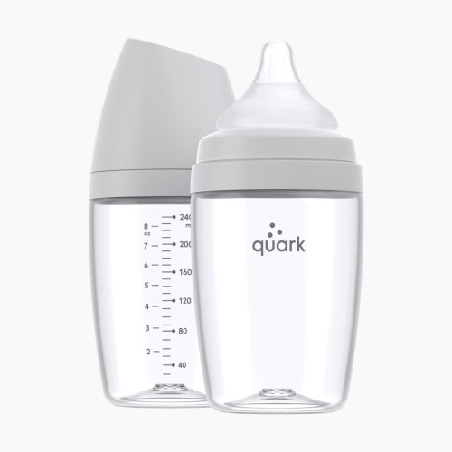 Quark BuubiBottle Hybrid Baby Bottles (2 pack) - Grey, 8 Oz, 2