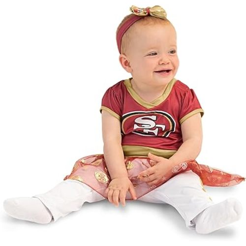MODERN HERO NFL Officially Licensed One-piece Bodysuit with Mesh Skirt, Leggings and Matching Headband