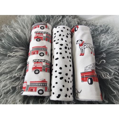 Firetruck Burp Cloth Set, Baby Fire Trucks, Dalmatian Dog, Firetruck Nursery, Baby Fireman, Firetruck Baby, Baby Shower Gift, Baby Gift
