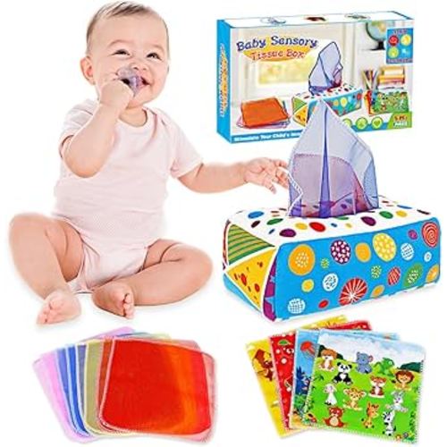 Aiduy Baby Toys 6 to 12 Months - Baby Tissue Box Toys Montessori Toys for Babies 6-12 Months Soft Crinkle Infant Sensory Toys for 1 Year Old Early Learning Toys Baby Boys Girls Gifts