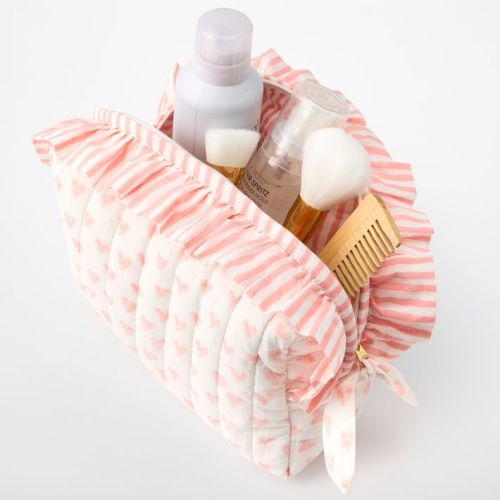 Block Print Ruffle Cosmetic Pouch