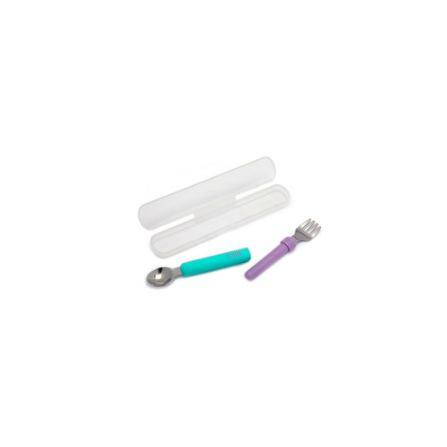 Melii Detachable Stainless Steel Spoon & Fork Blue & Purple