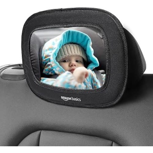 Amazon Basics Miroir de sécurité Jumbo pour siège auto pour bébé et enfant avec vue large incassable