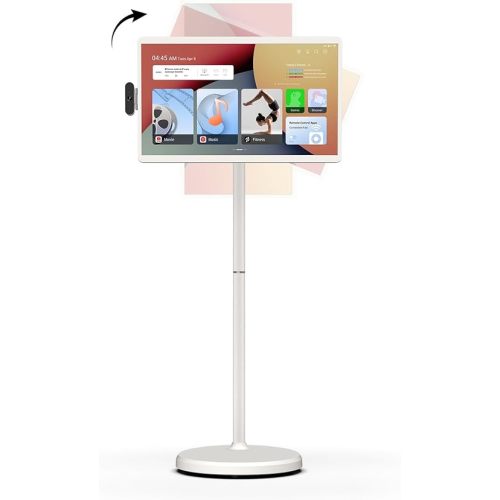 ApoloSign 24 Inch FHD Smart Portable TV 2nd Gen, 16(8+8) GB RAM+128GB, Android 15, EDLA-Certified, Rolling Tablet TV on Wheels, Built-in 5200mAh Battery, Full Swivel Rotation, Voice Remote Control