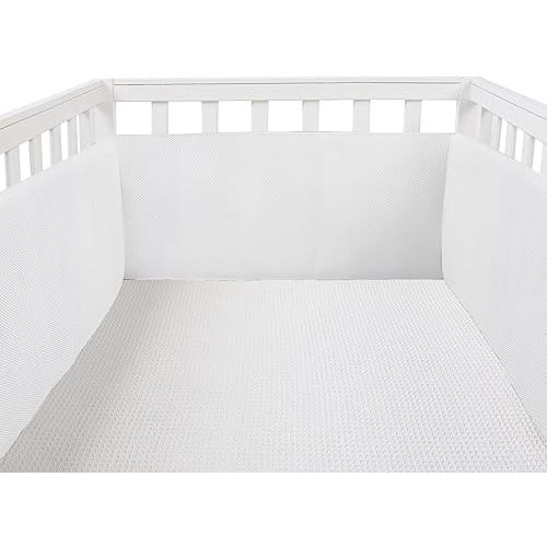Crib Mesh Liner Padding for Crib,Anti-Collision Soft Cushion Pads Protector (Inner Liner Only)- 2 Long Pieces (51.18in x 9.64in),2 Short Pieces(26,77in x9.64in).