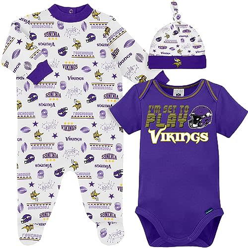 0-3 M - Gerber Unisex Baby NFL Team Footed Sleep and Play and Bodysuit Gift Set