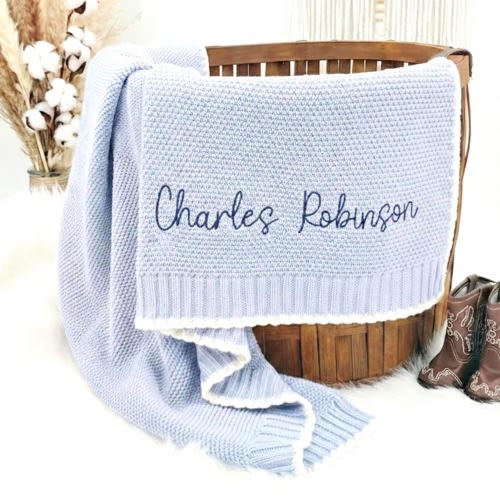 Baby Blanket With Name, Baby Gift, Baby Keepsake, Baby Coming Home Outfit, Baby Boy Blanket