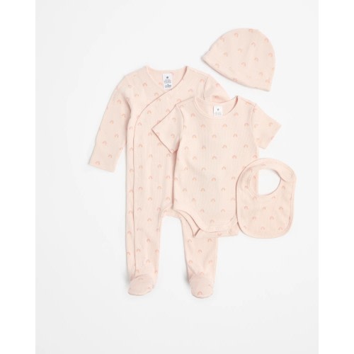Baby Organic Cotton Waffle 4 Piece Starter Pack Set - Pink Rainbow | Target Australia