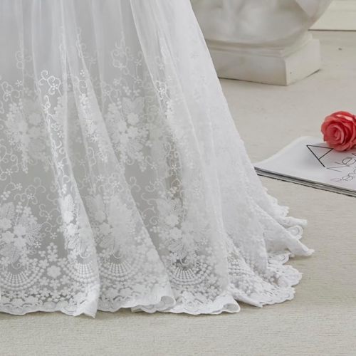 Brandream Lace Bed Skirt Boho Bohemian Girl Baby Nursery Crib Bed Skirt Dust Ruffle - Solid Color Romantic Cream Off White Farmhouse Chic 100% Cotton Ruffle Excellent Quality