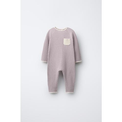 Contrast Trim Jumpsuit: Light lilac [ZARA]