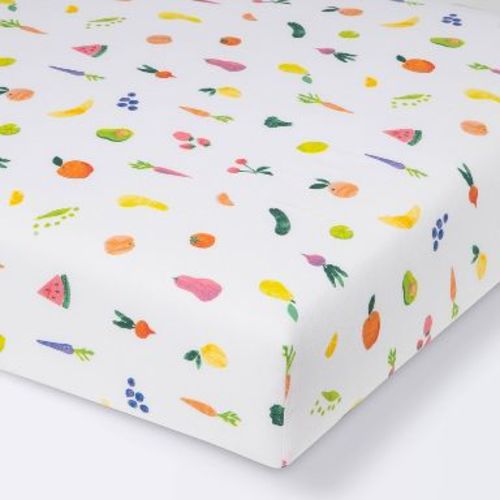 Cotton Fitted Crib Sheet - Cloud Island™ Fruits and Veggies: Food Pattern, 200 Thread Count