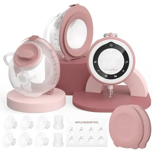 Momcozy Breast Pump V1 Pro Hospital-Grade, Hands-Free & Portable Wearable Pump, Upgraded Electric Pump with 3 Fine-Tuned Rhythms|15 Levels, Come with Leak-Proof DoubleFit Flange, Cozy Red.