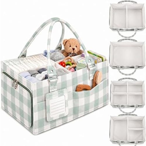 ABOOFAN Baby Diaper Caddy Organizer with Removable Dividers and Handle