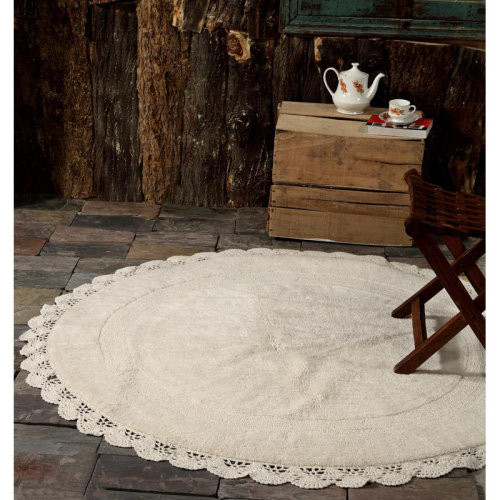 Ophelia & Co. Winkelman Round Crochet Designer Plush Cotton Rug (60 inches, Ivory) & Reviews | Wayfair