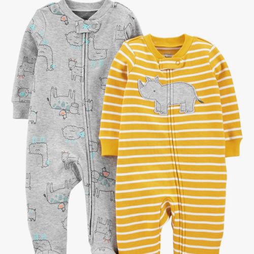 Simple Joys by Carter's Baby Boys' 2-Way Zip Thermal Footed Sleep and Play, Pack of 2