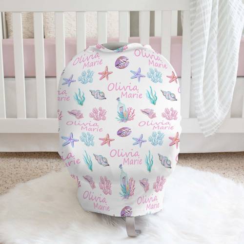 Under The Sea Carseat Cover, Ocen Nursing Cover-Up, Breastfeeding Cover Girl, Mermaid Baby Gift, New Mom Gift, Multiuse Baby Cover
