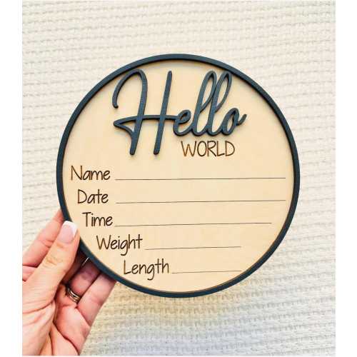 Hello World Baby Sign | Personalized Birth Stats Board | Newborn Hospital Photo Prop