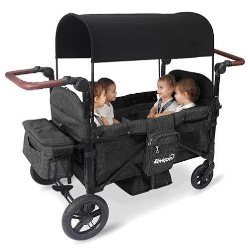 4 Seater Wagon Stroller, All-Terrain Aluminum Stroller Wagon for 4 Kids