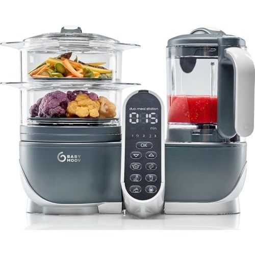 Babymoov Duo Meal Station: 6-in-1 Baby Food Maker | Steams, Blends, Warms, Defrosts, Sterilizes, and More | 74oz | LDC Control Panel | BPA-Free | Dishwasher Safe | Nutritionist Approved