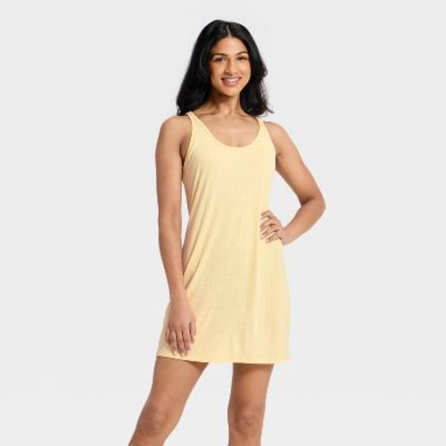 Women's Cooling Ribbed Jersey Tank Dress - Auden™ Yellow L