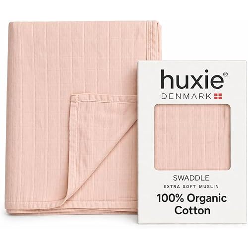 Baby Swaddle – Organic Cotton Muslin Baby Swaddles for Newborns Baby Girls 47” x 47” (Blush)