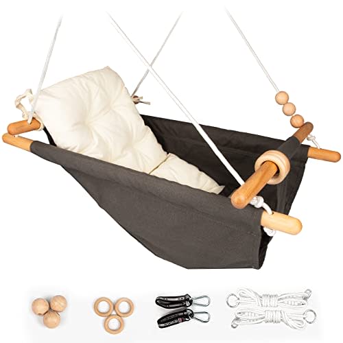 Tislly Baby Swing Outdoor and Indoor, Canvas Baby Hammock Swings for Baby to Toddler, Hanging Swing Seat with Safety Belt Outside Tree Swings Gift for Babies Boys Girls Kids Lovers