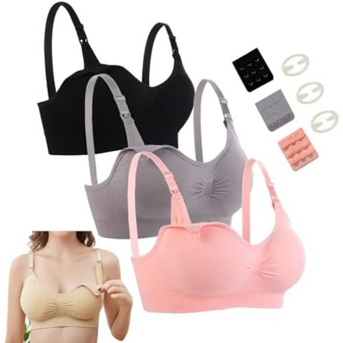 Bravellous Nursing Bra, Womens Maternity Breastfeeding Bra Seamless Wireless Sleep Bra with Bra Extenders