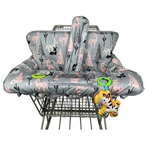 ICOPUCA Shopping Cart Cover, 2-in-1 cart Cover for Babies N high Chair Cover, Padded Grocery cart Cover for Baby boy Girl,with Split/Padded/Reversible seat Cushion, Deer