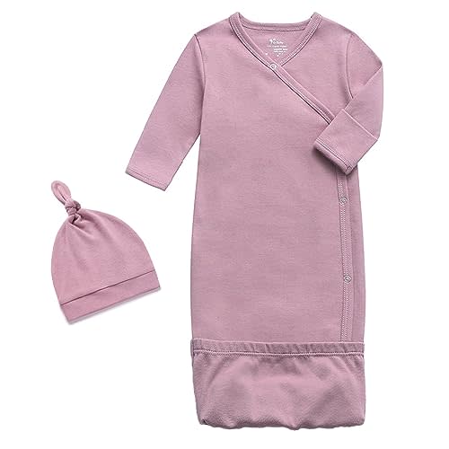 O2 BABY 100% Organic Cotton Kimono Gown with Mittens & Fold-Over Pouch