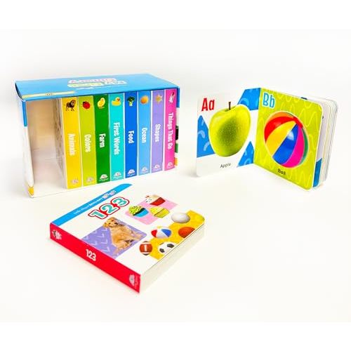 Little Hippo Books Brilliant Baby My First Library | MINI 10- Board Book Library for Kids and Baby | First Words Board Books & Kids and Baby Board ... (Brilliant Baby® Early Learning Collection)