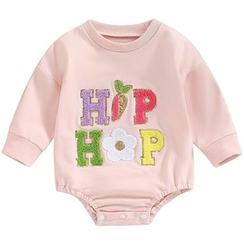 My First Easter Baby Girl Boy Outfit Cross Sheep Print Sweatshirt Romper Long Sleeve Bodysuit Cute Spring Clothes