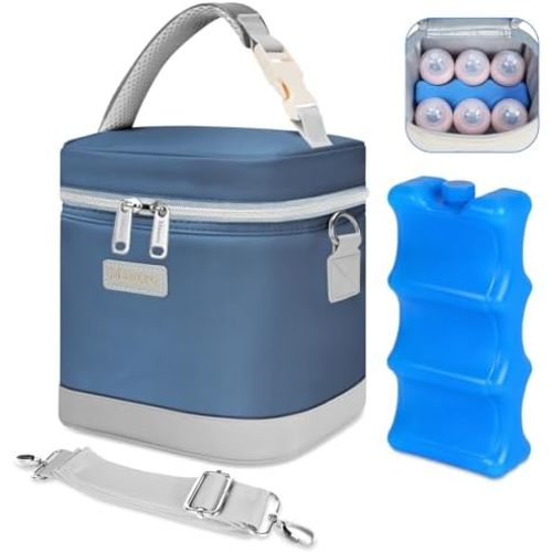 Mancro Breastmilk Cooler Bag with Ice Pack, Breast Milk Storage Cooler Bag