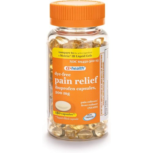 A+Health Dye-Free Ibuprofen 200 Mg Mini Softgels Pain Reliever, 180 Count