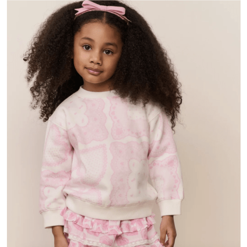 Little Girls Mini Leila Heart Print Pullover