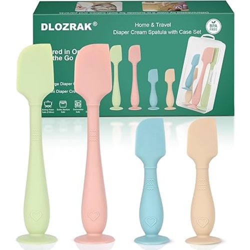 4-Pack Diaper Cream Spatula with Travel Case, Soft Baby Butt Spatula – Silicone Butt Paste Spatula, Convenient Diaper Spatula, Ideal Baby Shower Gift