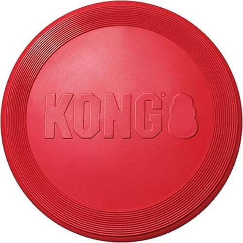 KONG Flyer - Durable Dog Toy for Outdoor Playtime - Natural Rubber Flying Disc, Dog Toy for Fetch - Safer Disc for Healthy Activity - for Medium/Large Dogs